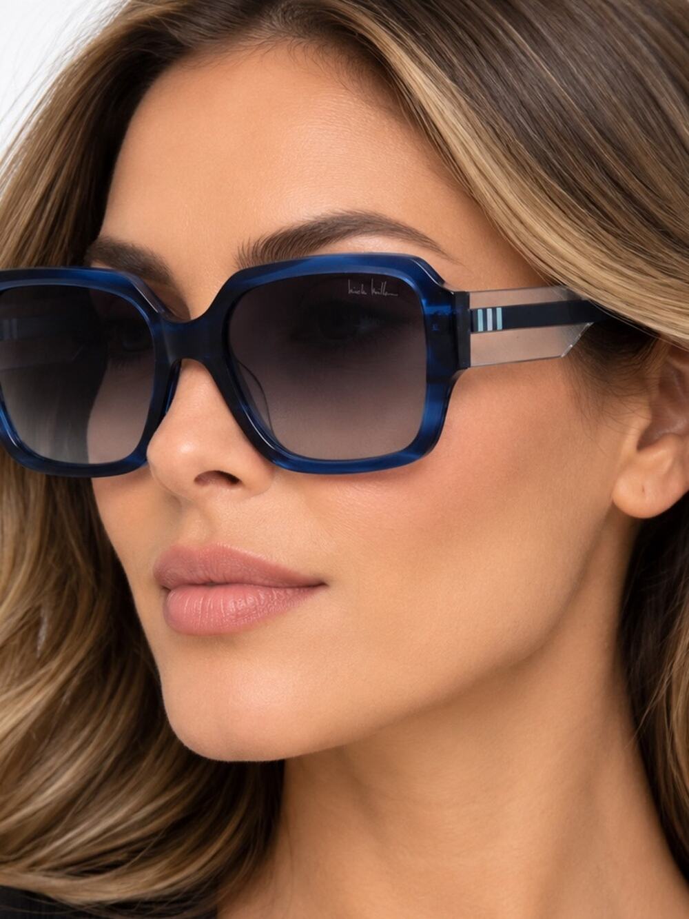 New Nicole Miller SARDINIA C03 Blue Tortoise Oversized Sunglasses Polarized
